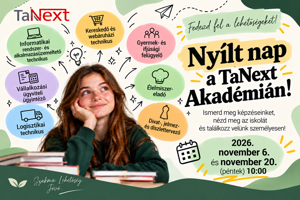 TaNext Akadémia nyílt napok – 2026. november 6. és 20., 10:00